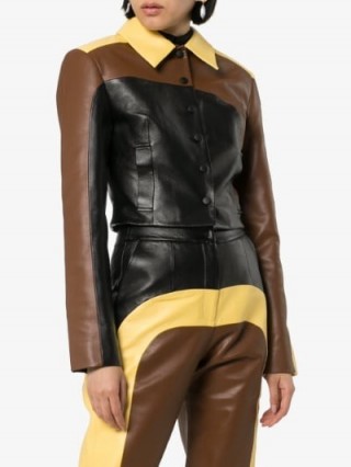 Matériel Panelled Button-Up Leather Jacket | luxe jackets | retro colors