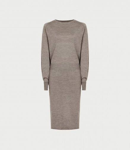 REISS MITZY KNITTED BATWING DRESS GREY ~ effortlessly stylish clothing - flipped