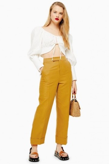 Topshop Mustard Turn Up Peg Trousers - flipped