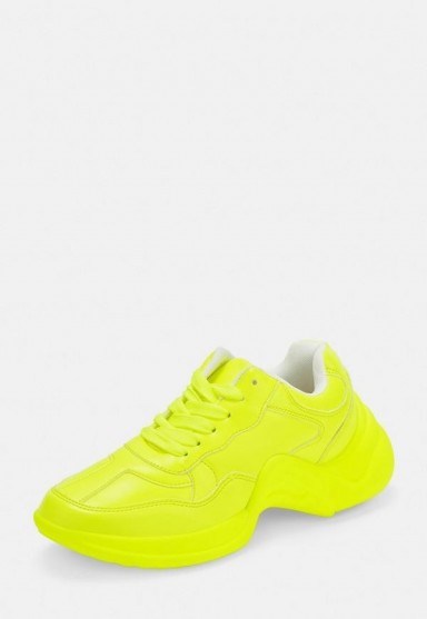 MISSGUIDED neon yellow chunky sole trainers - flipped