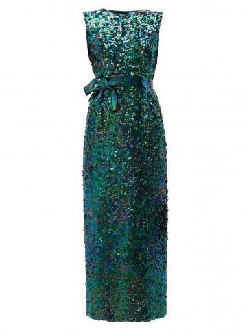 WILLIAM VINTAGE Norman Norell 1965 Mermaid sequinned gown in green | vintage event wear - flipped
