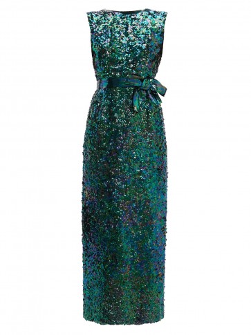 WILLIAM VINTAGE Norman Norell 1965 Mermaid sequinned gown in green | vintage event wear