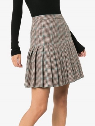 Off-White Pleated Check Wool Skirt
