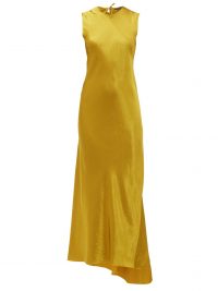 ANN DEMEULEMEESTER Open-back yellow satin dress
