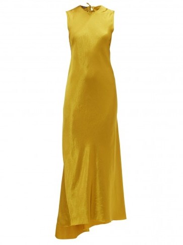 ANN DEMEULEMEESTER Open-back yellow satin dress - flipped