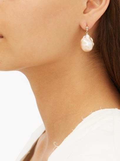 NADIA SHELBAYA 217 Peachy baroque-pearl earrings ~ large pearls ~ luxe drops - flipped