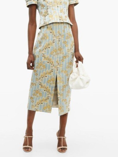 BROCK COLLECTION Pectolite floral cotton-blend jacquard skirt ~ gold silk thread skirts