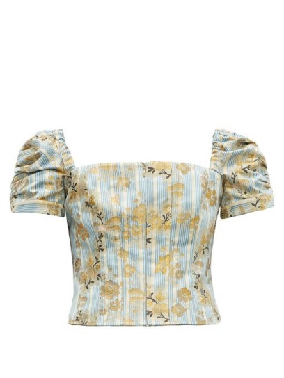 BROCK COLLECTION Platano floral cotton-blend jacquard cropped top