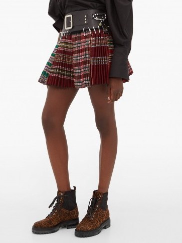CHOPOVA LOWENA Pleated wool-jacquard mini skirt / belted skirts - flipped