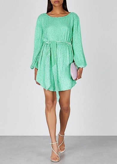 RETROFÊTE Grace sequin mini dress in turquoise ~ shimmering event wear - flipped