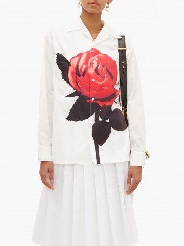 PRADA Rose-print cotton shirt ~ bold floral statement - flipped