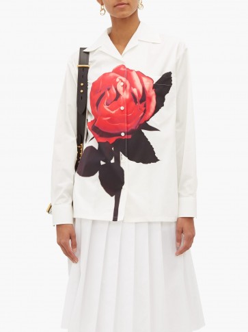 PRADA Rose-print cotton shirt ~ bold floral statement
