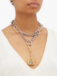 CHOPOVA LOWENA Royal Wedding chain necklace – large silver tone pendant necklaces