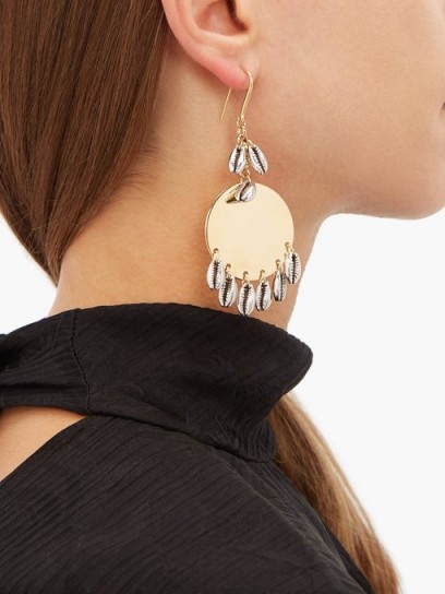 ISABEL MARANT Shell-charm brass earrings