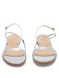 GIANVITO ROSSI Simple Strap mirrored-leather slingback sandals in silver | metallic summer flats