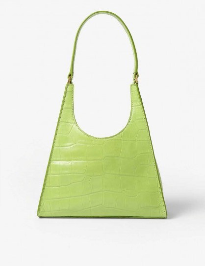 STAUD Rey small croc-embossed leather bag ~ pistachio-green bags - flipped