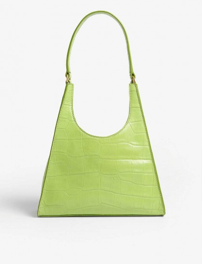 STAUD Rey small croc-embossed leather bag ~ pistachio-green bags