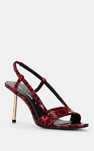 STELLA LUNA Leopard-Print Patent Leather Slingback Sandals in Red