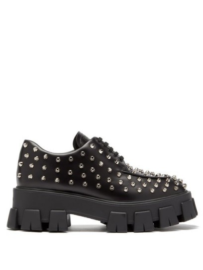 PRADA Studded black-leather derby shoes / chunky lace-ups