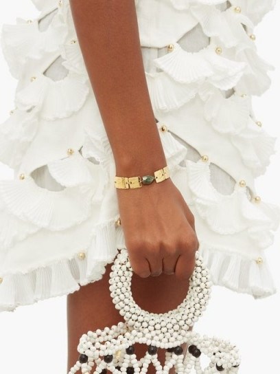 ELISE TSIKIS Thira Emerald gold-plated bracelet ~ beautiful hammered jewellery - flipped
