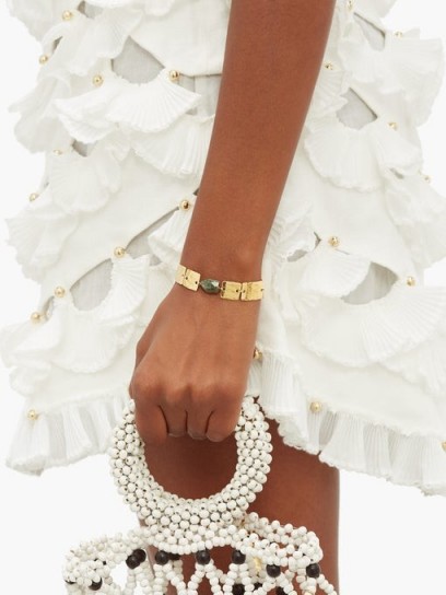 ELISE TSIKIS Thira Emerald gold-plated bracelet ~ beautiful hammered jewellery