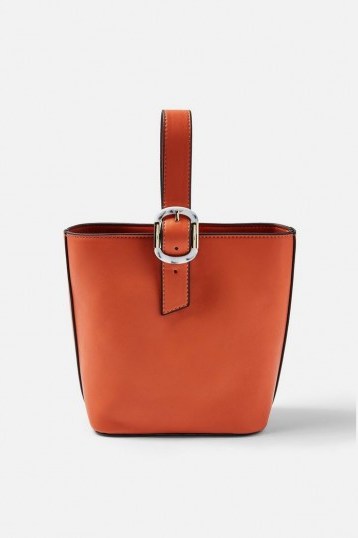 Topshop TILT Orange Tote Bag With Buckle | small top handle bags - flipped