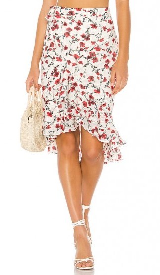 Tularosa Veronica Skirt Red Dolly Floral | ruffled summer skirts - flipped