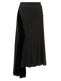 LOEWE Velvet-panel asymmetric crinkled skirt in black