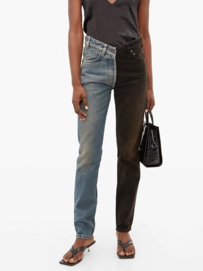 BALENCIAGA V-waist two-tone straight-leg jeans ~ contemporary casual clothing - flipped