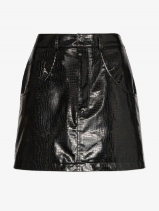 We11done Python Pattern Mini Skirt / black shiny skirts