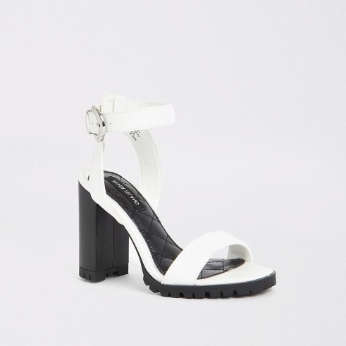 River Island White cleated sole heeled sandal | chunky summer heels - flipped