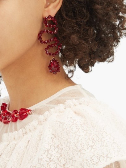 SIMONE ROCHA Wiggle beaded drop earrings in red