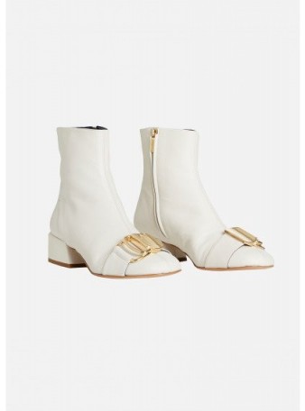 Tibi WYATT BOOTS ivory ~ retro front buckle ankle boot