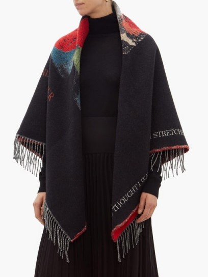 VALENTINO X Undercover jacquard wool-blend shawl ~ black designer shawls