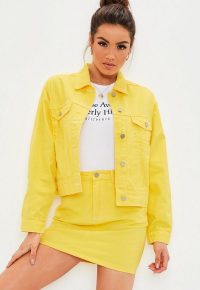 MISSGUIDED yellow denim contrast stitch co ord jacket