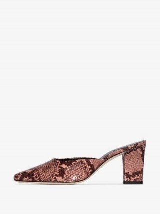 Aeyde Pink Signe 80 Snake Print Mules - flipped