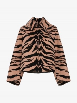 Alaïa Wide Collar Tiger Jacket in Brown and Black / vintage style glamour - flipped
