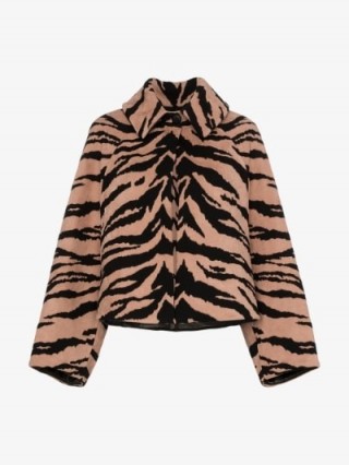 Alaïa Wide Collar Tiger Jacket in Brown and Black / vintage style glamour