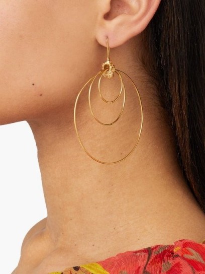 ORIT ELHANATI Alice gold-plated hoop-drop earrings / triple hoops - flipped