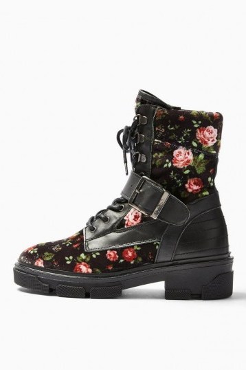 Topshop AMERICA Floral Print Hiker Boots | Fall footwear - flipped