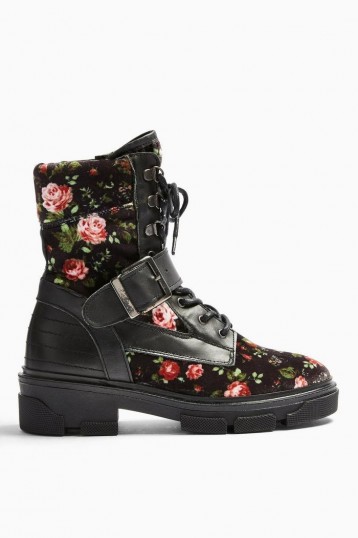 Topshop AMERICA Floral Print Hiker Boots | Fall footwear