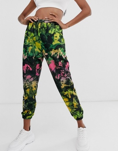 ASOS DESIGN oversized jogger in tie dye print with hot fix / cuffed pants