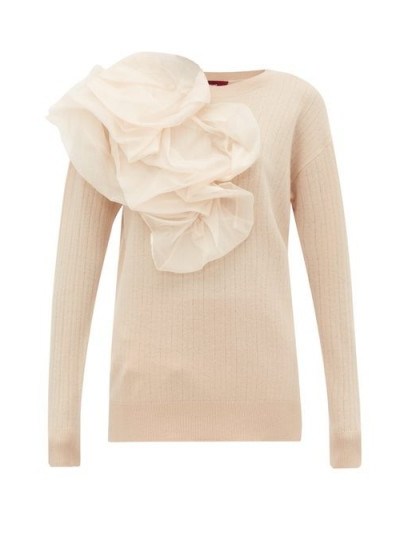 SIES MARJAN Awa silk-organza rosette wool-blend sweater ~ statement knitwear - flipped