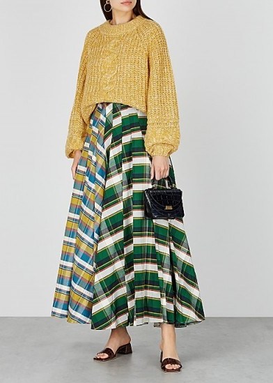 A.W.A.K.E MODE Duncan checked cotton maxi skirt ~ full pleated skirts - flipped