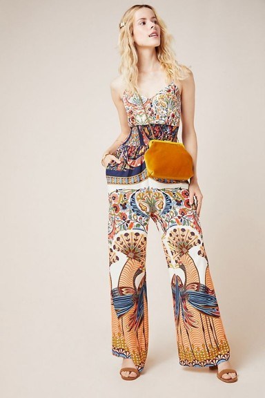 Farm Rio for Anthropologie Zadar Halter Jumpsuit. BOLD PRINTED JUMPSUITS - flipped
