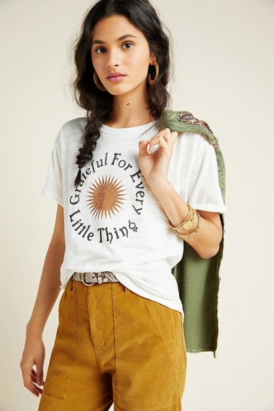 ANTHROPOLOGIE Grateful For Every Little Thing Graphic Tee / slogan t-shirt