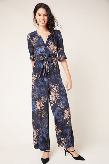 Kachel Serina Floral-Print Jumpsuit / tie waist jumpsuits - flipped