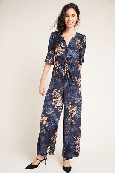 Kachel Serina Floral-Print Jumpsuit / tie waist jumpsuits