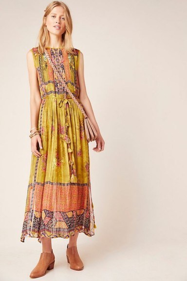 Bhanuni by Jyoti Citron Embroidered Maxi Dress in Guacamole - flipped