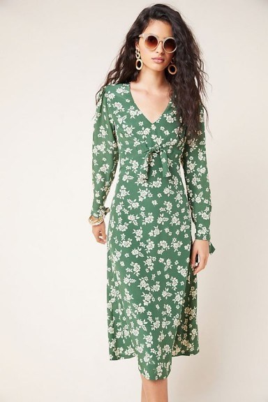 Kachel Saiorse Floral Midi Dress Green Motif / vintage look fashion - flipped